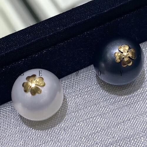 AU 750 18K Gold Loose Bead Flower Spacers Mountings Findings Jewelry Settings Accessories Parts for Pearls Beads Stones