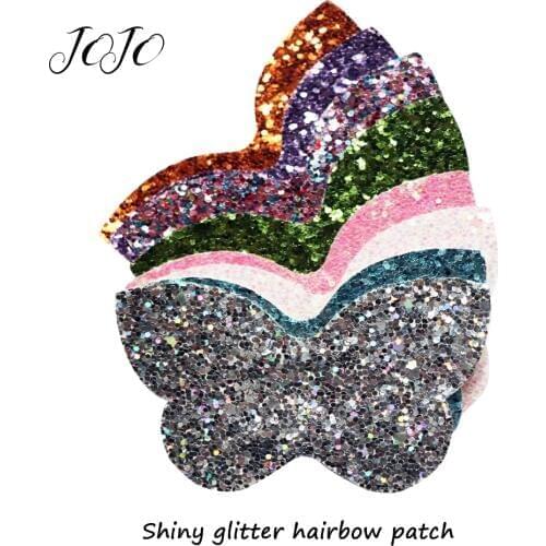 JOJO BOWS 10pcs Glitter Patches For Crafts Solid Butterfly Accessory For Needlework DIY Hair Bow Material Home Textile Patchwork