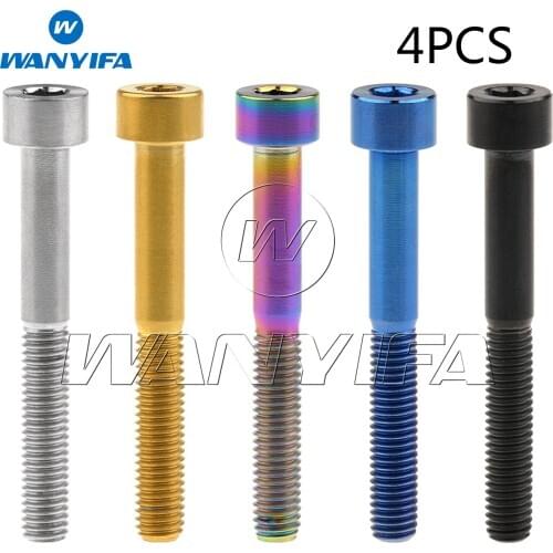 Wanyifa Bike Bicycle Cycling Titanium Ti M5x40mm Hex Head Bolts M5 40L DIN912 Screws 4pcs
