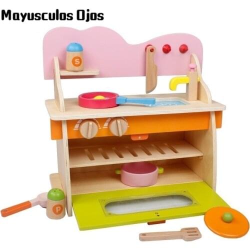 Wooden Children Simulation House Kitchen Cooking Bench Male Baby Girl Cook Game Toys One Full Year Of Life Gift