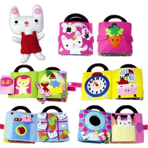 Baby Cloth Book Non-Woven DIY Rabbit Manual Craft Book Kids Imagination Early Education Reading Books For Children Development