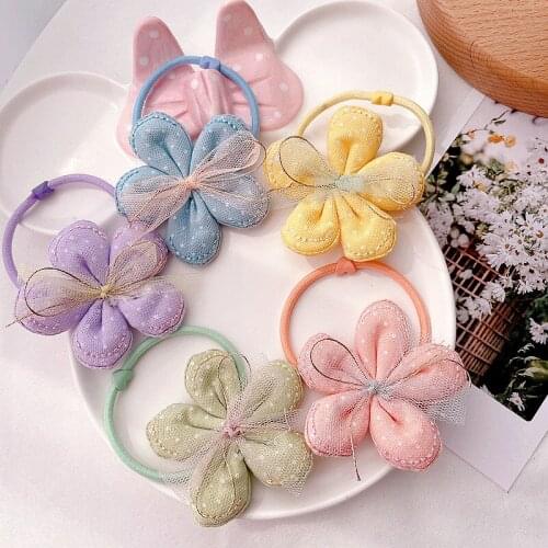 Elastic Hair Bands For Girls Small Flowers Hair Accessories Children Kids Hair Clips Barrettes Headdress Birthday Party Gift