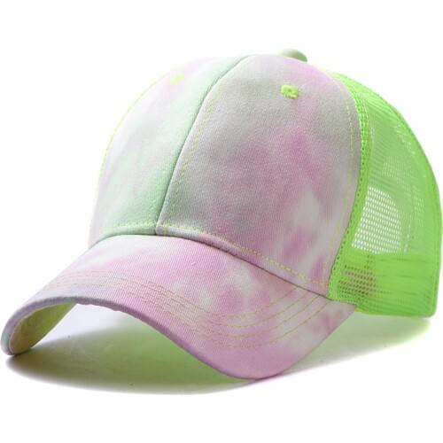 Tie Dye Women Ponytail Baseball Cap Snapback Hip Hop Hats Summer Mesh Trucker Hat Fashion Sun Protection Girls Cotton Caps