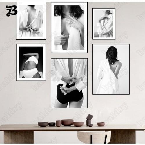 Canvas Sexy Woman Painting Canvas Poster Black White Poster Print Fashion Decorative Wall Art Pictures Fashion Art Home Decor