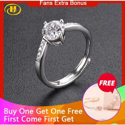 Hutang 100% 925 Silver Ring 1 Carat White Moissanite Rings Special Style Fine Jewelry for Young Ladies Exquisite Design