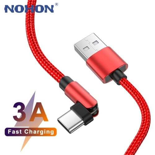 180 Degree Fast Charging USB C Charger Cable For Samsung S10 S20 Xiaomi Mi Huawei USB Type C USB-C USBC Mobile Phone Data Cord