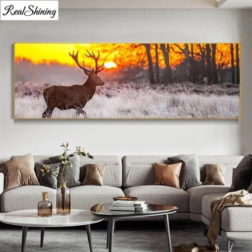 Sunset Landscape Diamond Painting Diy 5d Full Square Round Drill animal Deer in the Forest diamond embroidery wall decor T236