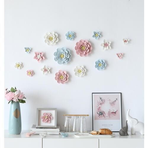 Eramic Flower Home Decoration Wall Three-dimensional Stickers Living Room Bedroom Background Wall Three-dimensional Decoration