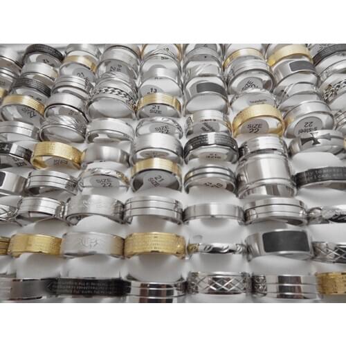 Wholesale 50 pcs large size high quality Fashion mix styles Stainless Steel rings
