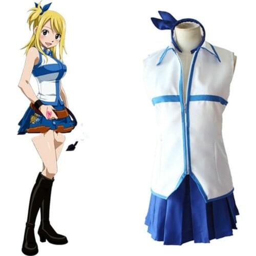 2021 Anime FAIRY TAIL LucyCosplay Heartfilia Costume Top Skirt Hairpin Set Halloween Makeup Party Prop Anime cosplay