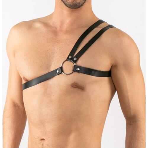 2021 Men Leather Harness Belts Adjustable Gay Body Bondage Cage Chest Shoulder Belts Strap Rave Gay Clothes For Clubwear Garters