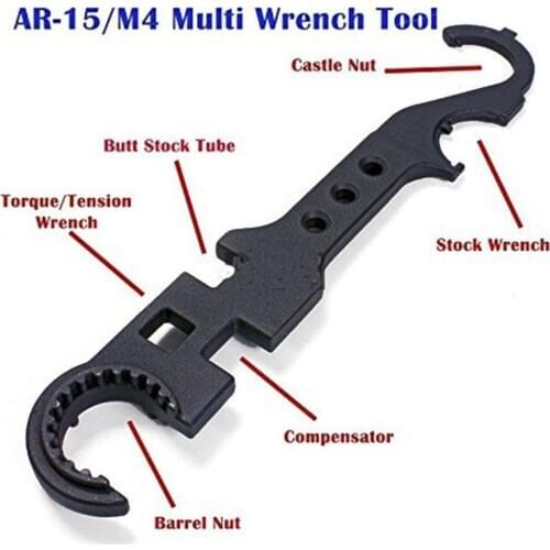 AR15/M4 M16 Wrench Combo Armorer Spanner Nut Tool 8 in 1 Multi-functional Alloy Steel Wrench Outdoor Hunting Accessories
