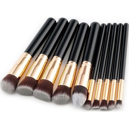 10PCS Black Handle Makeup Brushes Set Powder Foundation Blush Shadow Contour Cosmetics Brush Make Up Kwasten pinceaux maquillage