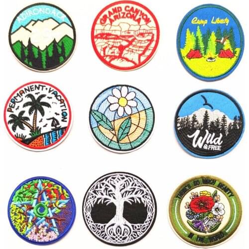 50pcs/Lot Embroidery Patches Letters Clothing Decoration Accessories Animal Weird Stuff Round Diy Iron Heat Transfer Applique