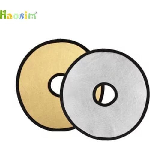 10pcs/lot 30cm 2 in 1 Golden&Silver Collapsible Light Round Photography Hollow Reflector for Studio Foto Photo Camera