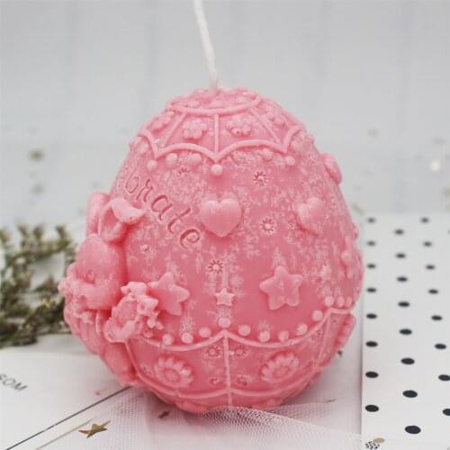 Easter Eggs Rabbit Pattern Candle Mold Aroma Plaster Crafts Mould Chocolate Candy DIY Decorating Candle Clay Craft