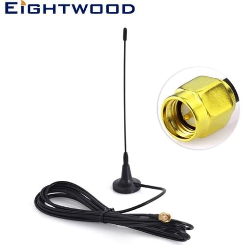 Eightwood Ham Radio Antenna 433Mhz 3dbi SMA Male Plug Straight Aerial Magnetic Base for Alarm ISM Remote Control Security System