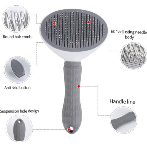 Dog Hair Removal Comb Stainless Steel Grooming Brush Cat Comb Automatic Non-slip Brushes for Dogs and Cats Cleaning Supplies