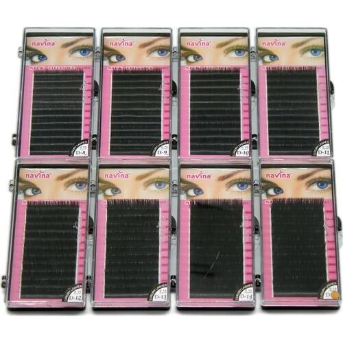 Navina 8cases/Lot C/D Curl Extension Individual Silk Lashes Natural Long Black Soft Mink Eyelashes Makeup False Eye Lash cilia