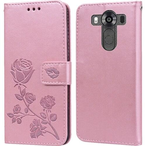 Luxury Leather Flip Book Case for LG V10 H968 H901 VS990 Rose Flower Wallet Stand Case Phone Cover Bag coque