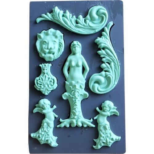 Silicone Mold Fondant Molds Vintage Art Decor Molds Media Clay Food Safe Food Grade Mold for Cake Decorations Mixed Silica Gel