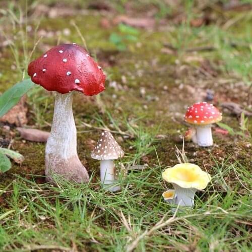 Fairy Garden Miniature Mushroom Decor Figurine Garden Decorations Accessories Resin Crafts DIY Succulent Plant Bonsai Dollhouse