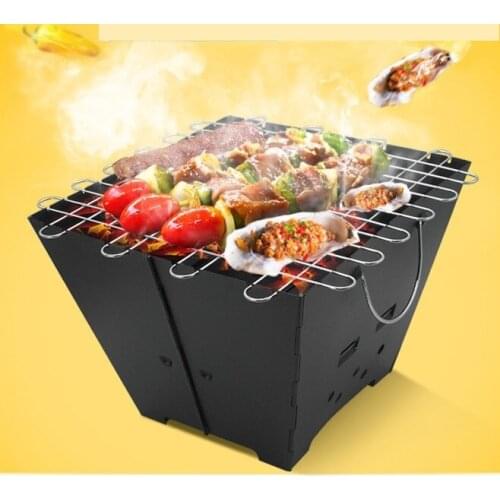 Stainless steel charcoal barbecue grills outdoor camping skewers BBQ folding portable barbecue utensils Heating stove 182