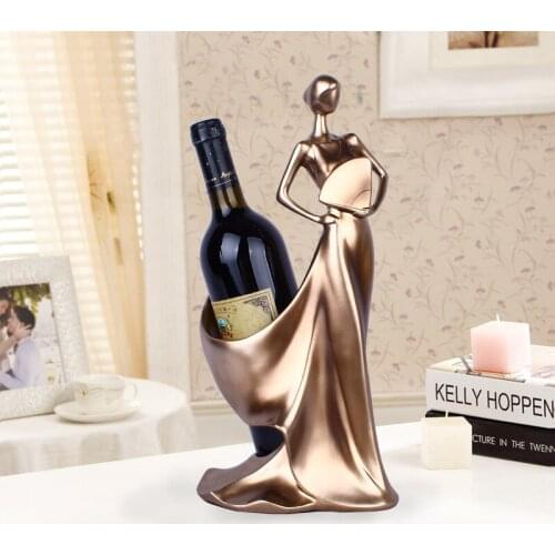 Resin craft modern simple blue take a fan beauty wine rack to place a creative home decoration accessories for living room