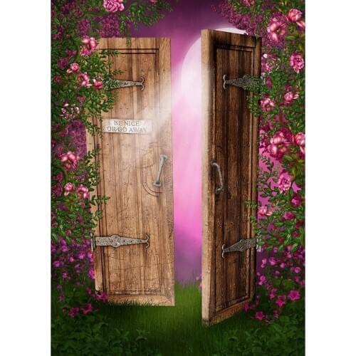 Grass Gate Flower Photography Background For Photograph Accessories Child Kids Baby Vinyl Cloth Printed Backdrops Photo Studio