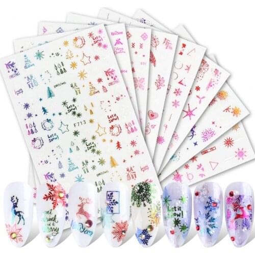 Ultra Thin Ultra Thin 3D Effects Multiple Colors Gloss Christmas Gifts Nail Art Decals Glitter Foil Nail Art Decor for Winter
