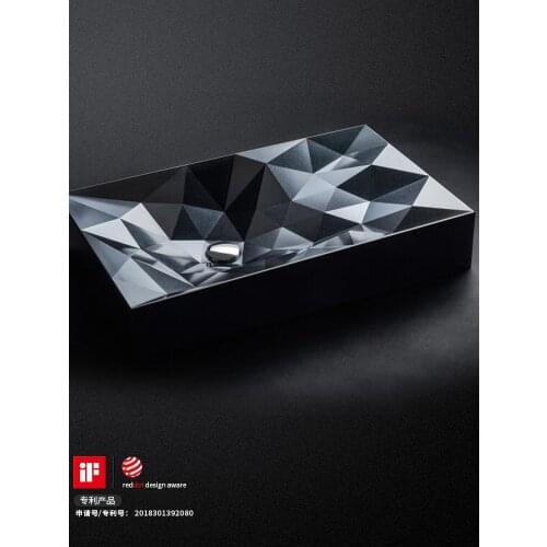 Nordic Simple Washbasin Ceramic Bathroom Sinks Black Bathroom Sink Glass Vessel Bathroom Sink Single Bowl Diamond Shampoo Basin