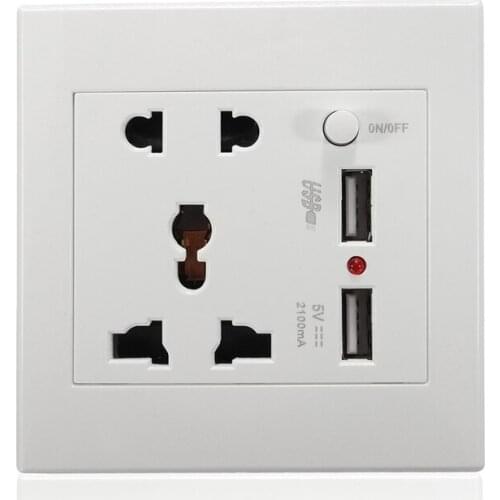 Universal Wall Power Socket Panel Dual Ports AC 110-250V Plug Charger Switch Power Outlet EU US UK AU USB Wall Socket Outlet