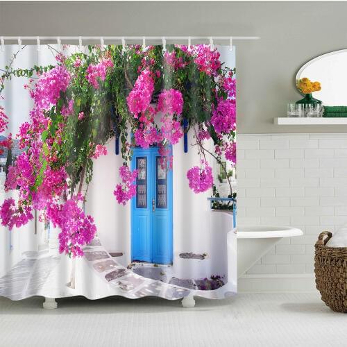 Bathroom Waterproof Polyester Fabric Shower Curtain Landscape 3D Print Curtain Large Bath Curtain 180x200cm