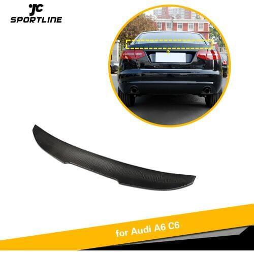 Carbon Fiber Rear Trunk Spoiler Boot Lip Wing For Audi A6 C6 2008 - 2011