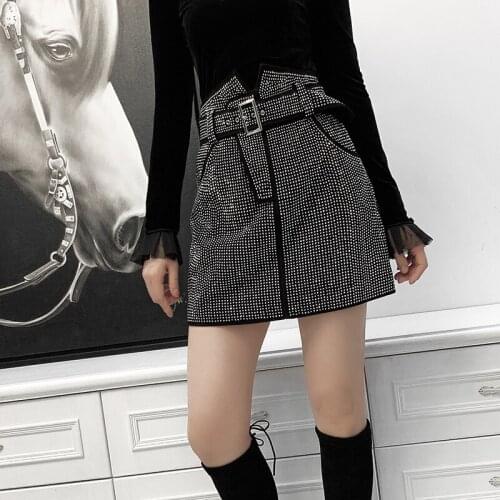 2021 Leather Skirt Spring Autumn Belt Sheep Suede Female Winter High Waist A-Line Slim Skirt Women Genuine Leather Skirt