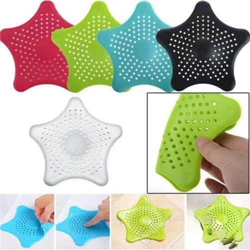 Star Washable Reuseable New Cute Home Living Floor Drain Hair Stopper Bath Catcher Sink Strainer Sewer SilicFilter Shower Cover