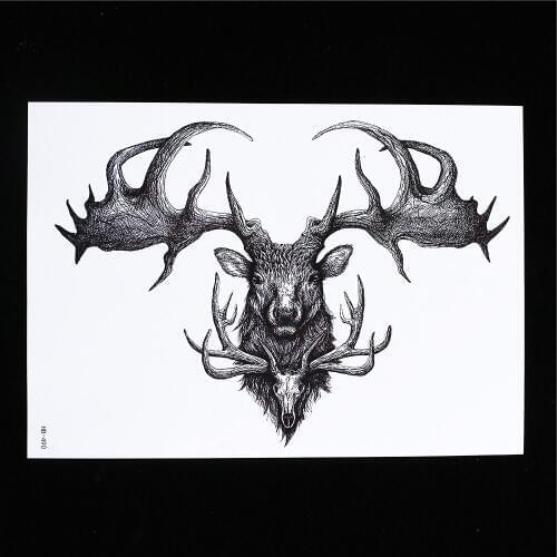 1 Sheet Fake Tattoo Paste Paper Temporary HB490 Deer Elk Design Waterproof Tattoo Sticker Women Men Body Art Decal Holiday Gifts