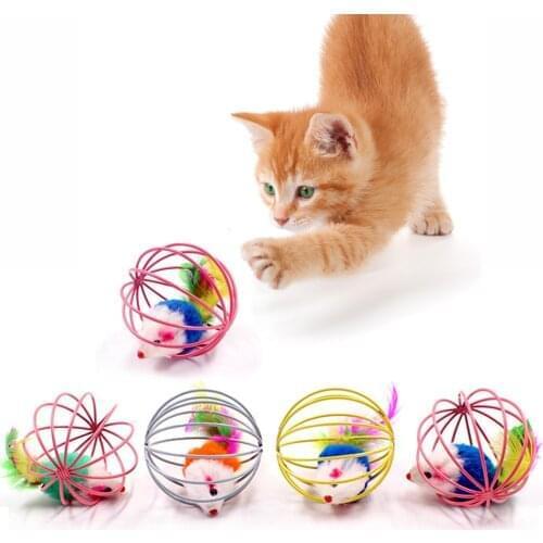 1Pcs Pet Cat Toy Funny Mouse In Cage Cat Interactive Toy Cat Play Toy Cat Mouse Toy Pet Cat Kitten Training Toys Random Color