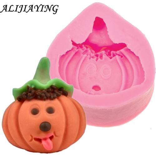1Pcs Cartoon Halloween pumpkins Fondant cake Silicone Chocolate molds for cake Baking tools D0582