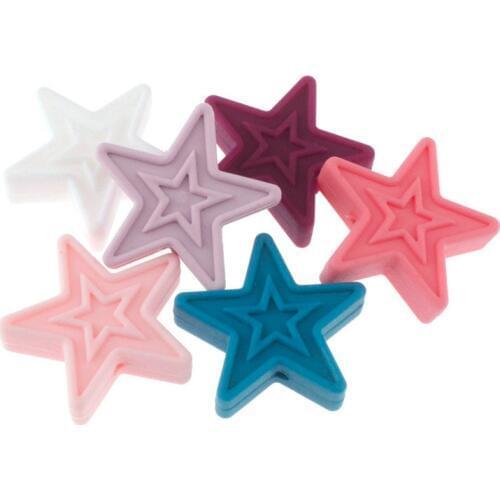10pcs Pentagram Bpa Free Silicone Star Teether Loose Beads Jewelry Making Diy Baby Teething Necklace Bracelet Food Grade