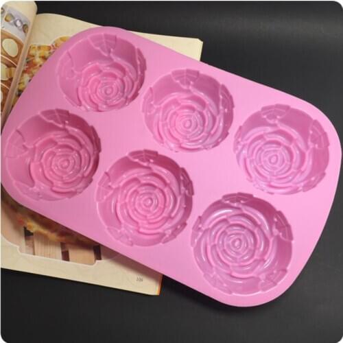 200pcs/lot DIY silicone mold 6 lattices rose cake pudding molds soap molds