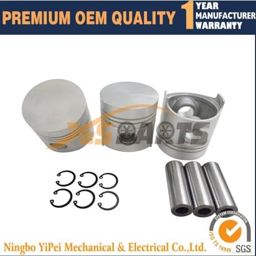 3 set Piston Kit STD For Kubota D1101