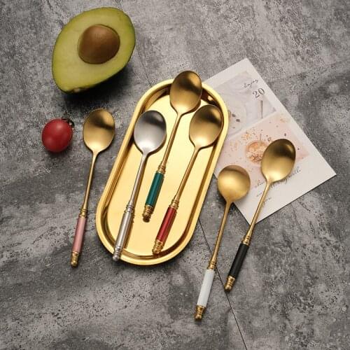304 Stainless Steel Teaspoon Tea Spoon Stirring Spoon European Coffee Spoon Retro Small Spoon Ice Cream Kitchen Flatware