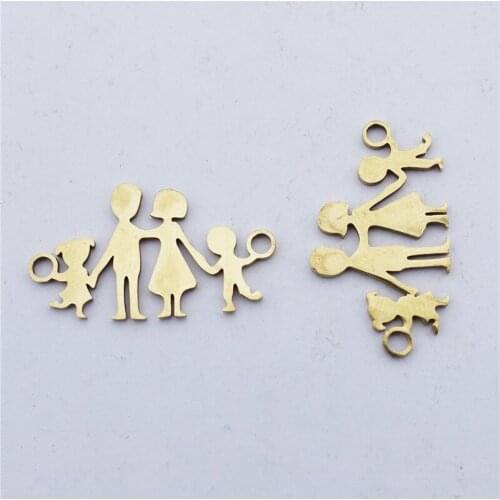 Gold Stainless Steel Connectors Dad Mom Son Daughter Diy Bracelet Jewelry Making Findings Component Family Members 5 Pcs a Lot
