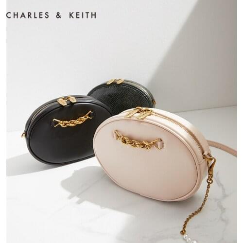 CHARLES&KEITH New Arrival for Autumn 2021 CK2-80781559 Pearl chain one-shoulder round cake bag