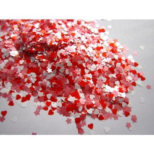 Heart Flower Shape Nail Sequins Flakes Pink Red White Multi-color Paillette Manicure Nail Art Decoration G557