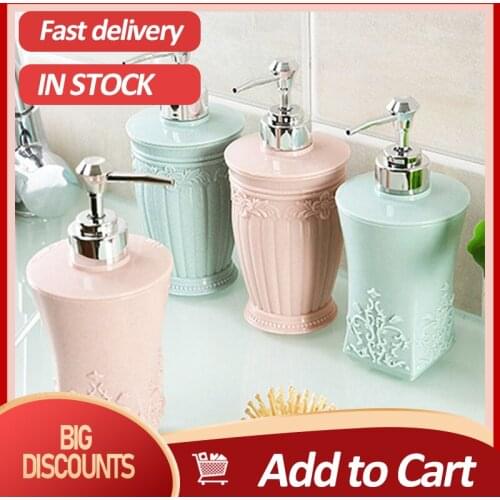 Soap Dispenser 400ml Liquid Soap Dispenser Liquid Jar Pump Bottle Shampoo Carved Container