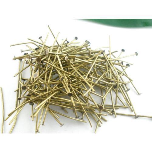 Doreen Box Lovely 300 PCs Bronze Color Head Pins Findings 50x0.7mm(21 gauge) (B03590)