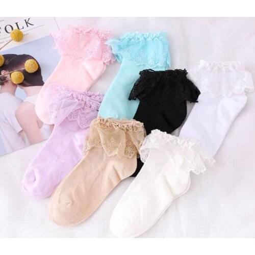 Breathable Cotton Pure Color Lace Shallow Mouth Japanese Style Nice Gift Women SocksItem 1Pair Kawaii Skarpetki Damskie