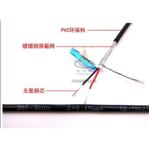 Farrow Cable RVVP, 1m High quality 0.15^mm2 2 cores Shielded Cable for spindle, inverter and motor, 26awg electrical cables